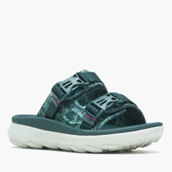 Merrell Hut Ultra Wrap Sandals Slides Slip-On Vegan Green/Blue Size 7 NEW - Picture 1 of 7